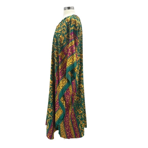 Vintage Winlar Womens One Size Dress Kaftan Satin Floral Animal Print Maxi - Picture 3 of 7